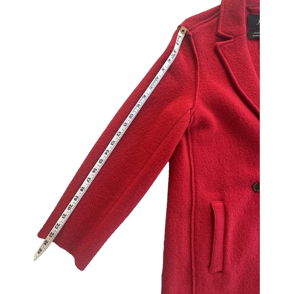 J.Crew 100% Italian Boiled Wool Coat Womens Size 12 Red Double Breasted Top Coat